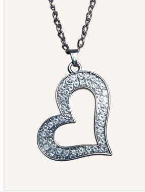 NWT Nadine West Crystal-Embellished Silver Heart Necklace - 28"